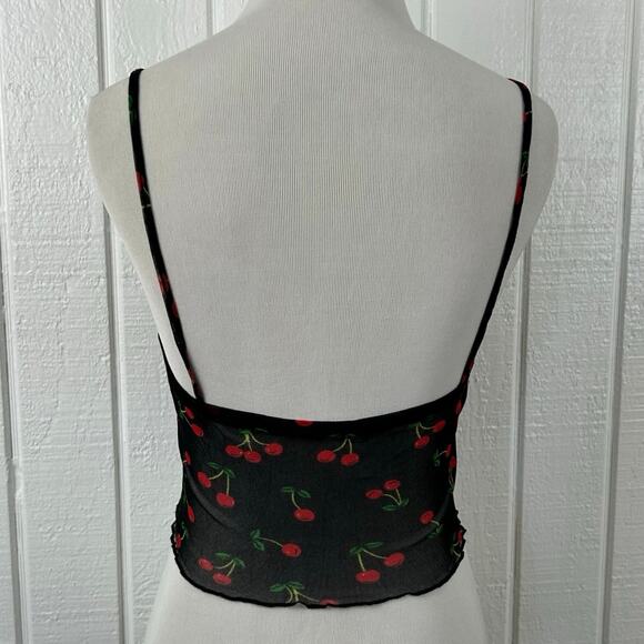 Women’s Sleeveless Mesh Sheer Cami Tank Top Black Grunge Goth Size Small-Medium - Picture 4 of 4